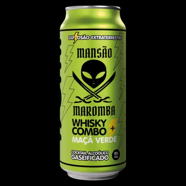 Whisky Combo Maçã Verde - 473ml Lata da Bebida Mansão Maromba, com link para ficha completa do sabor e compra oficial